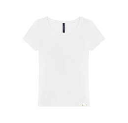 BLUSA BÁSICA CANELADA MANGA CURTA BRANCO - LUNENDER