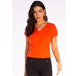 BLUSA BÁSICA LARANJA DECOTE V 