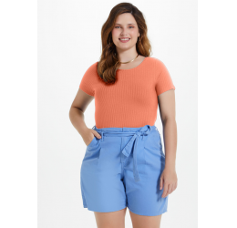 BLUSA BÁSICA PLUS SIZE CANELADA SALMÃO CAMÉLIA - LUNENDER