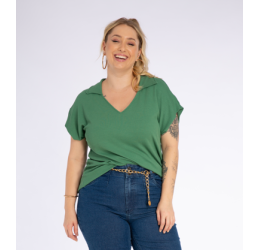 BLUSA COM GOLA LISAMOUR VERDE ALGA