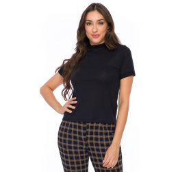 BLUSA EM MALHA TRICOT FLAMÊ PRETA- DOCE TRAMA