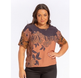 BLUSA ESTAMPADA CASTANHA ONÇA LISAMOUR 