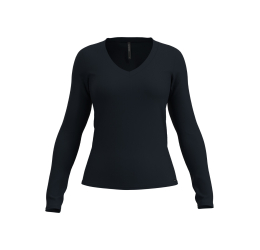 BLUSA FEM. ML CANELADA DECOTE V PRETO 00643 - LUNENDER