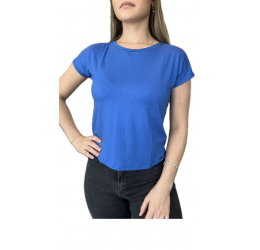 BLUSA MANGA CURTA EM MALHA VISCOSE AZUL CARBONO - LUNENDER