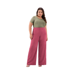 BLUSA MANGA CURTA CANELADA VERDE EUCALIPTO PLUS SIZE LUNENDER 