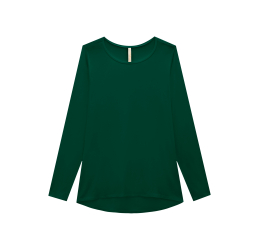 BLUSA PLUS SIZE MANGA LONGA EM VISCOSE BÁSICA VERDE ARABESQUE LUNENDER 