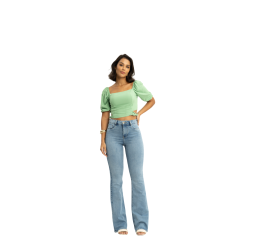 CALÇA FEM. JEANS FLARE VESTE ATÉ 3 TAMANHOS 21075 - LUNENDER