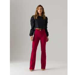 CALÇA JEANS SARJA BOOTCUT VERMELHO - DIVERO