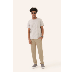 CALÇA MASCULINA RETA EM PIQUET PREMIUM CAQUI BEGE 055031 - MORMAII