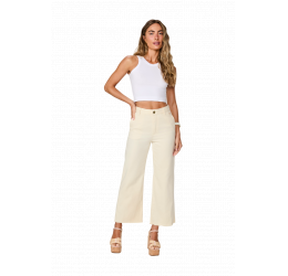 CALÇA SARJA FEMININA WIDE LEG OFF WHITE - MORMAII