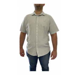 CAMISA MANGA CURTA SLIM FIT TECIDO FLAME AZUL BORA BORA - HANGAR 33