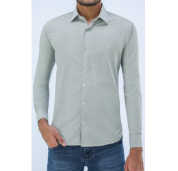 CAMISA ML CASUAL SLIM LISTRAS VERDES OGOCHI COR 0030
