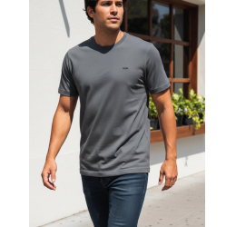 CAMISETA MASCULINA BÁSICA EM ALGODÃO PIMA CINZA 72139 - HANGAR 33