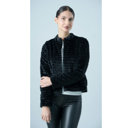 CASACO FEMININO TEXTURAS PRETO G DOM