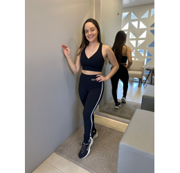 LEGGING FIT COM FRISO PRETO/BRANCO 50170 - DUSELL 