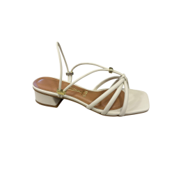 SANDÁLIA FEMININA SALTO BLOCO TIRAS FINAS BRANCO OFF 6454.129 - VIZZANO 