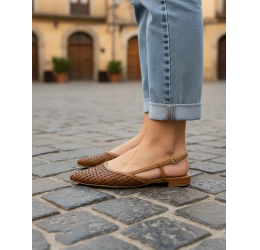 SAPATILHA FEM. SLINGBACK TRAMADO 1206.1025 CAMEL - VIZZANO  