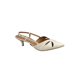 SCARPIN FEM. SALTO FINO E BAIXO COM RECORTES BRANCO OFF 1122.897 - VIZZANO