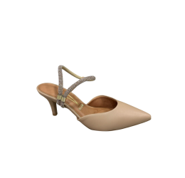 SCARPIN FEMININO SALTO FINO TIRAS STRASS BEGE 1185.1138 - VIZZANO