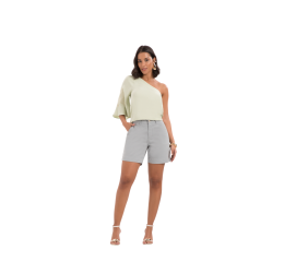 SHORTS BOYFRIEND EM SARJA CINZA GLISTEN - LUNENDER