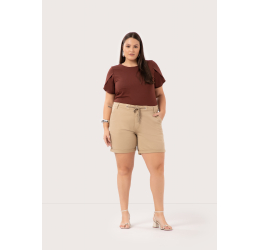 SHORTS EM SARJA PLUS SIZE BEGE MACCHIATO - LUNENDER