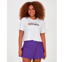 T-SHIRT CROPPED COM ABERTURA E ESTAMPA BRANCO ÓPTICO - ALTO GIRO