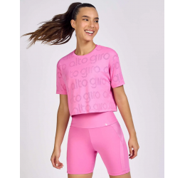 T-SHIRT CROPPED MESH ROSA WILD - ALTO GIRO