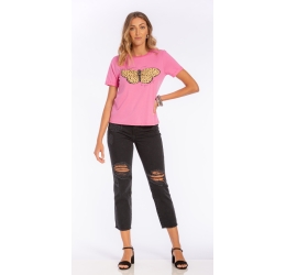 T-SHIRT ESTAMPADA BORBOLETA ROSA GLAM