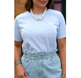 T-SHIRT ESTONADA LISA AZUL CLARO - LOKAHI