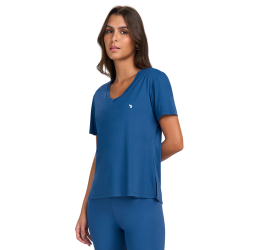 T-SHIRT ETERNA DECOTE V AZUL VINTAGE - ALTO GIRO