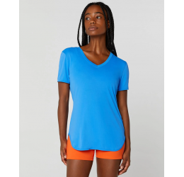 T-SHIRT ALONGADA AZUL CONFORTO DECOTE V -ALTO GIRO