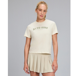 T-SHIRT FEMININA EM ALGODÃO PIMA BEGE AREIA - ALTO GIRO 