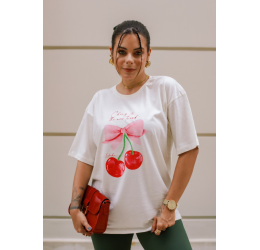 T-SHIRT OVERSIZED CHERRY OFF WHITE - LOKAHI 