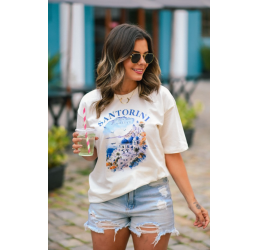 T-SHIRT OVERSIZED SANTORINI OFF WHITE - LOKAHI