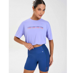 T-SHIRT SKIN FIT CROPPED COM REGULAGEM LILÁS SWEET - ALTO GIRO