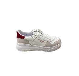 TÊNIS CASUAL EM COURO BRANCO/CINZA CLARO/BORDÔ - BOTTERO