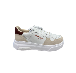 TÊNIS FEMININO CASUAL EM COURO BRANCO/MARFIM/CONHAQUE - BOTTERO