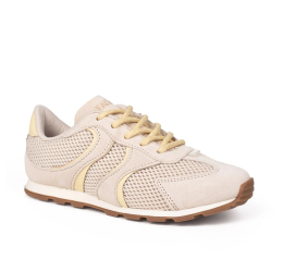 TÊNIS FEMININO CASUAL EM COURO T9901 CREME/MARACUJÁ - TANARA 