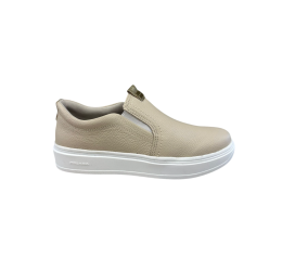 TÊNIS FEMININO COURO SLIP ON LINHO/OURO 211304 - PEGADA