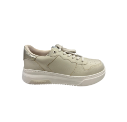 TÊNIS FEMININO DE COURO CASUAL MARFIM/DOURADO - BOTTERO