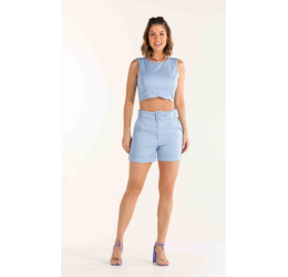 TOP CROPPED ALFAIATARIA FLAT AZUL AR- INDULTO