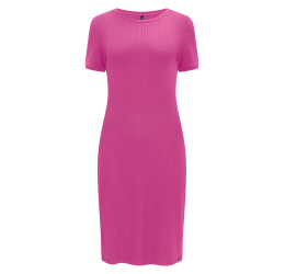 VESTIDO CANELADO MANGA CURTA RIBANA ROSA QUARTZO - LUNENDER 