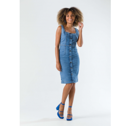VESTIDO CURTO JEANS COM BOTÕES - DIVERO JEANS